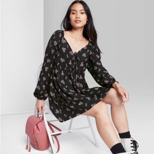 NWT black floral sleeved dress